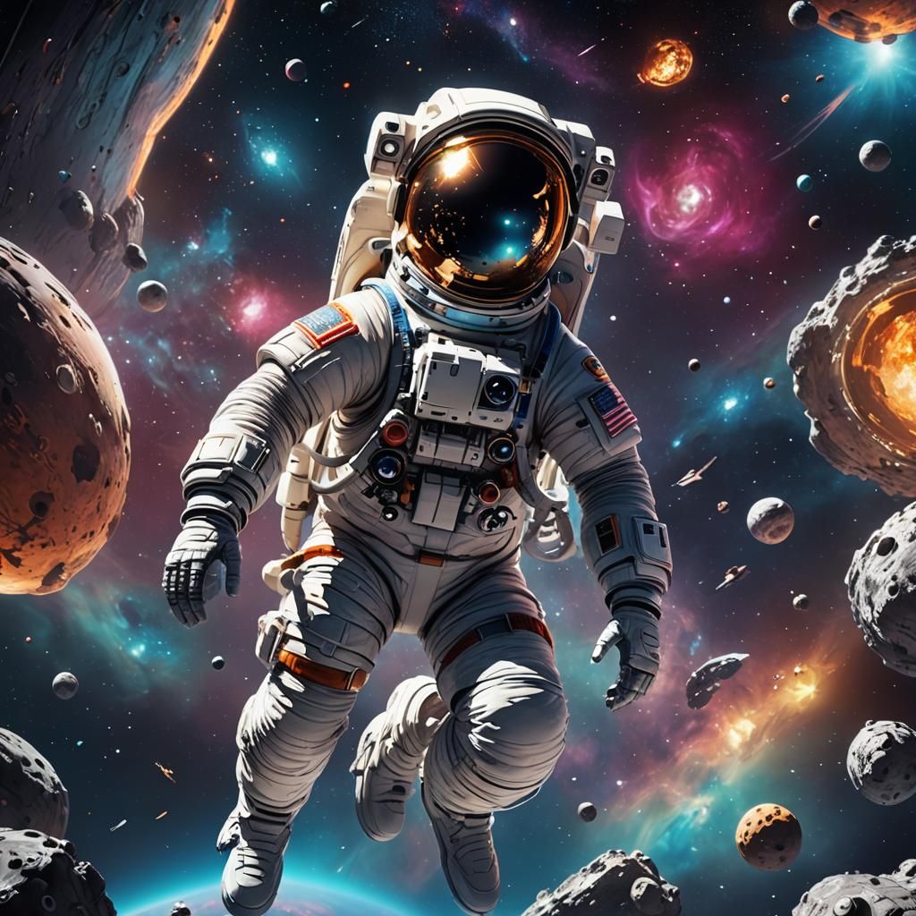 Astronaut in Deep Space: A Photorealistic 3D Masterpiece