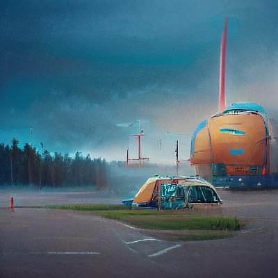 Retro-Futuristic Swedish Landscape in Neon Light
