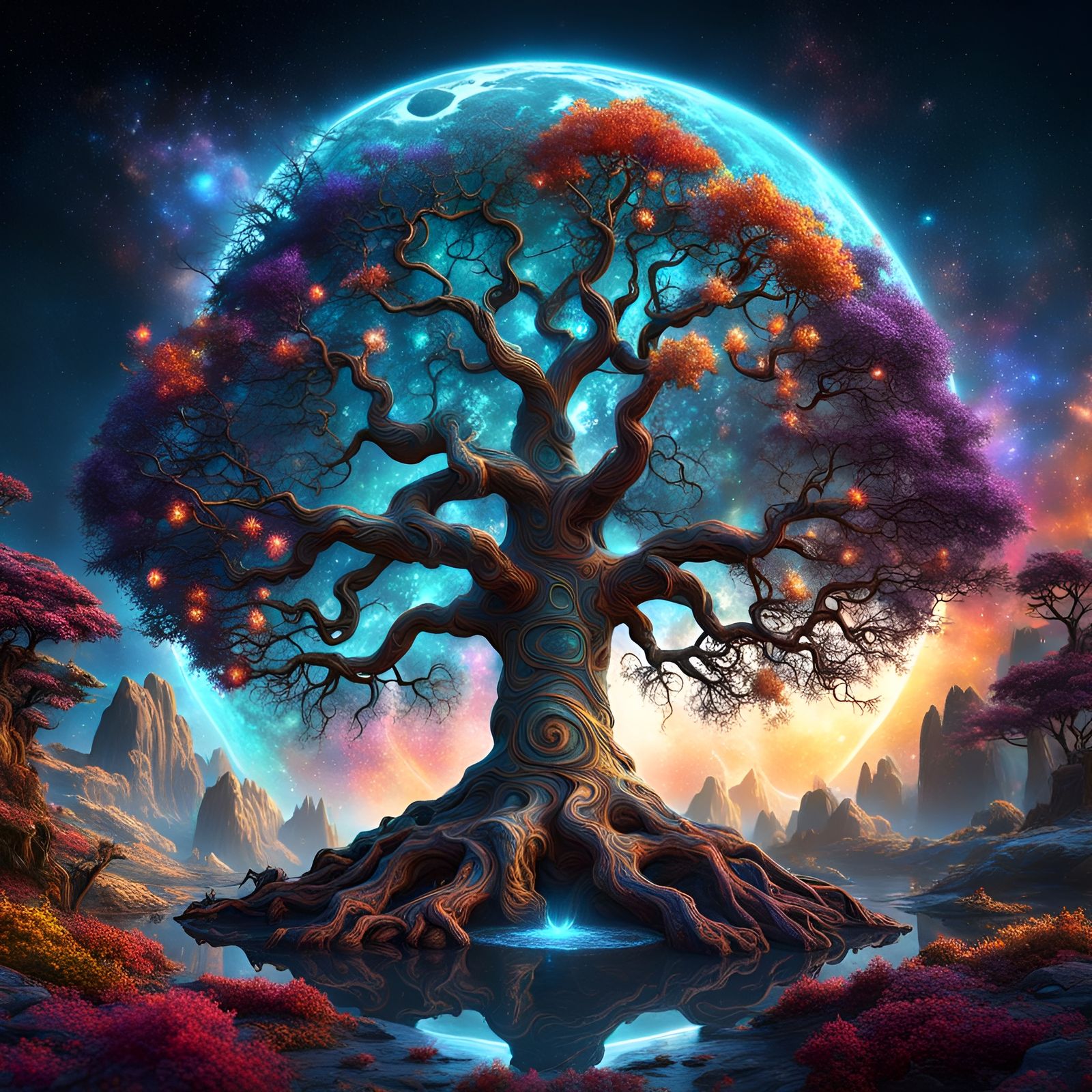Vibrant Tree of Life Explores Cosmic Realms in Stunning 8K D...