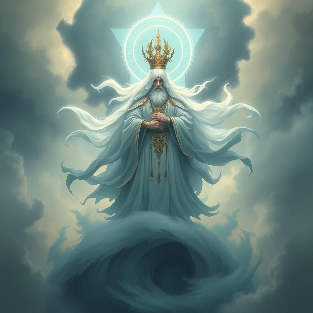 Ethereal Air Elemental King Enveloped in Mists and Clouds