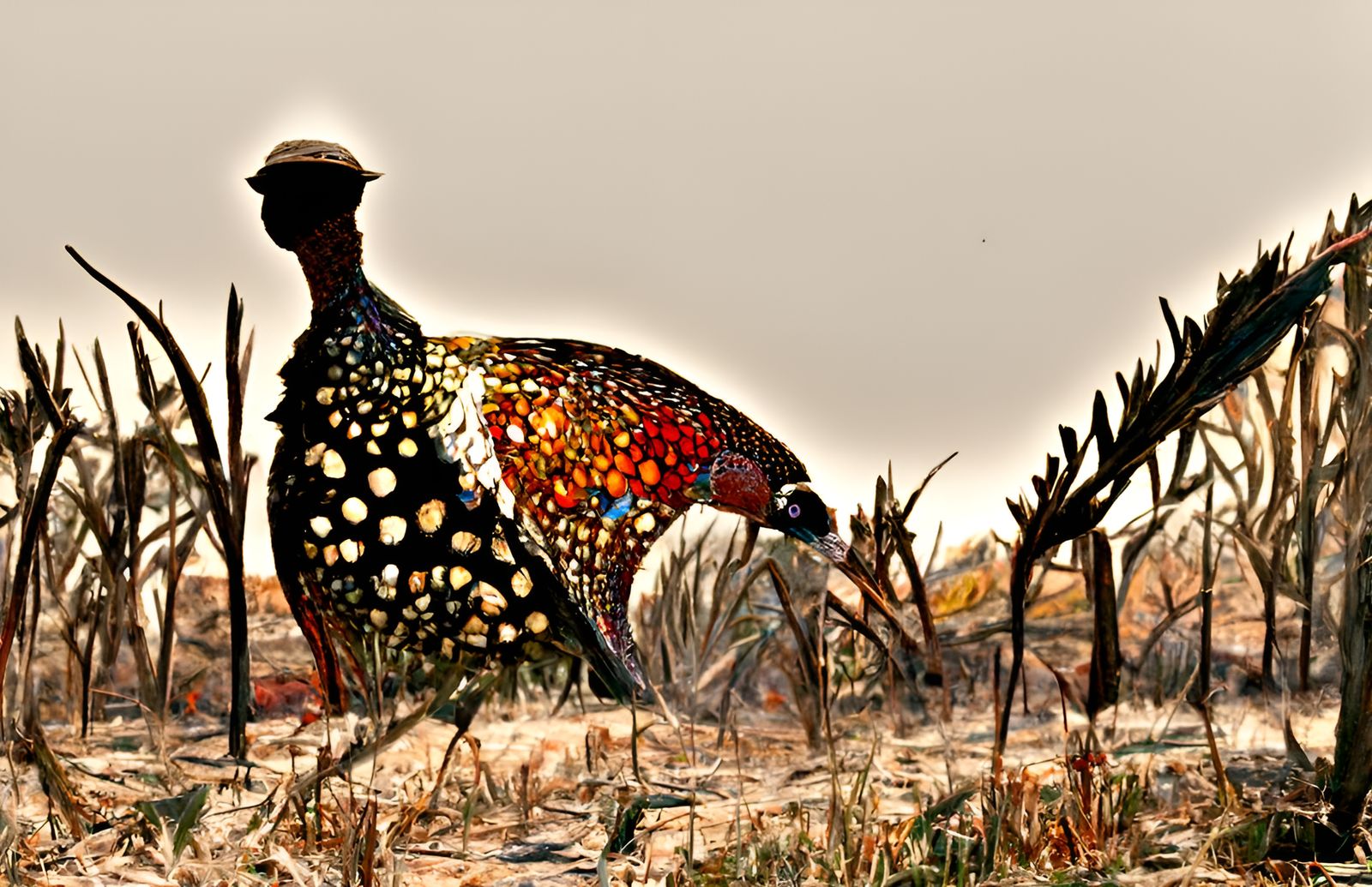 Photorealistic Male Pheasant in Mosaic Abalone and Pearl Art