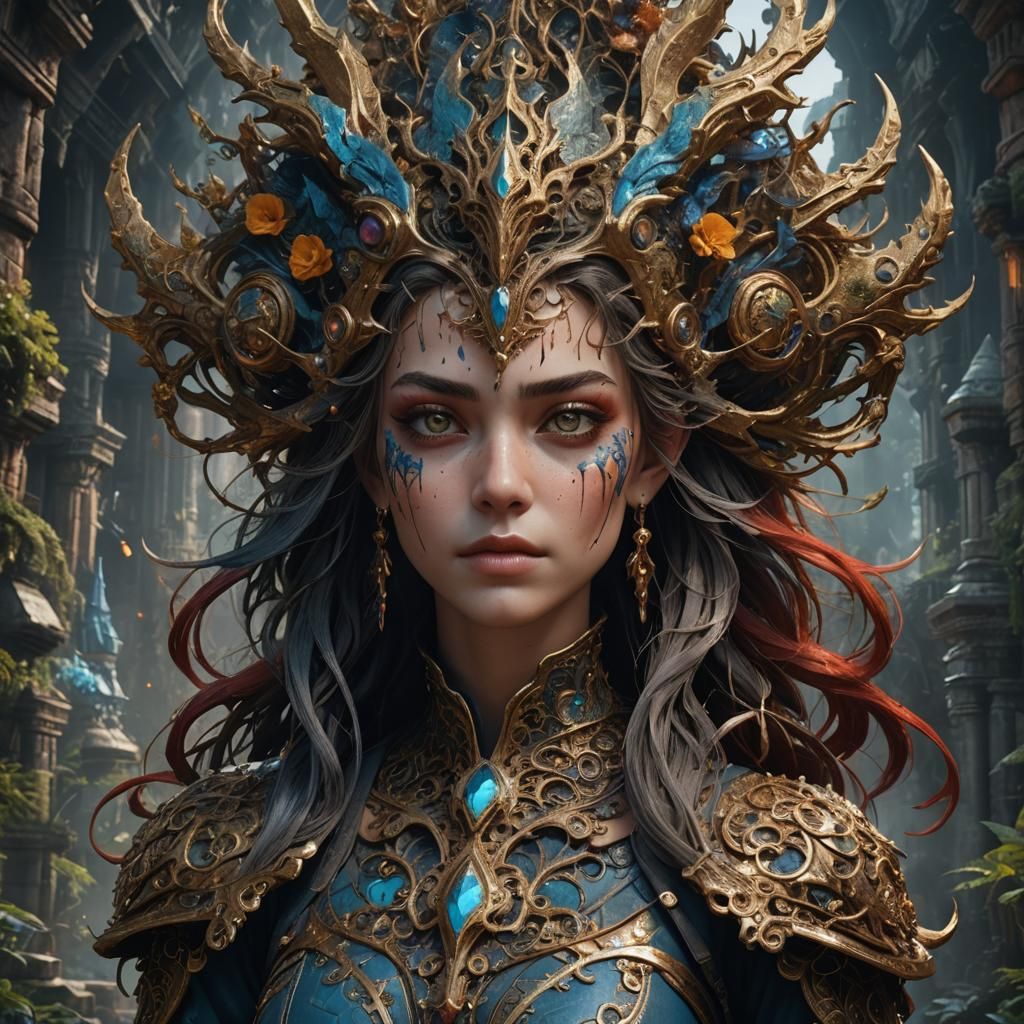 Envisioned Portrait in Vibrant Fantasy Landscapes