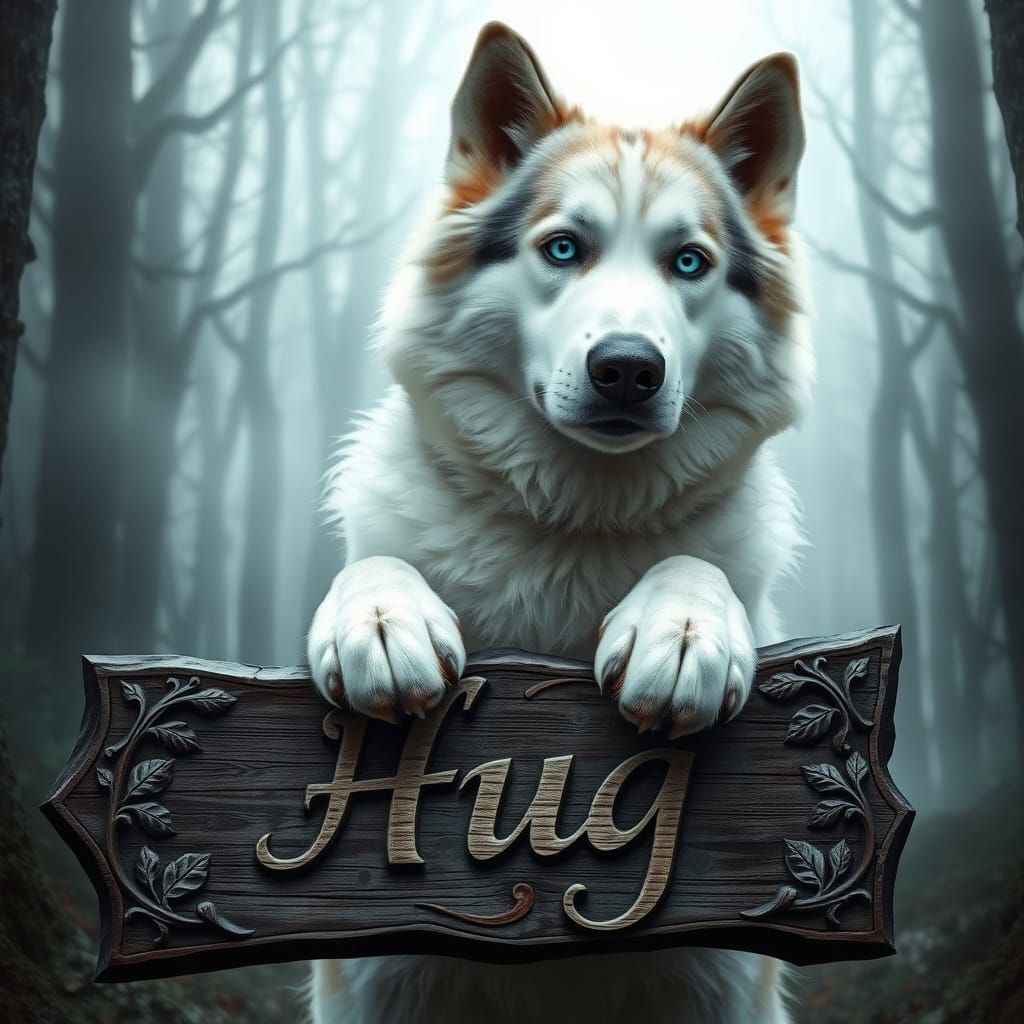 Majestic Husky in Mystical Forest