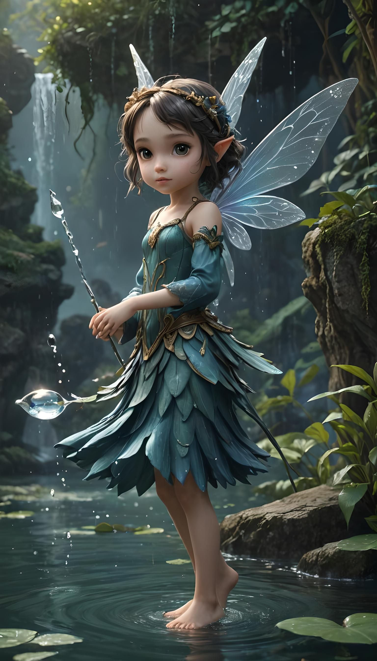 Stunning Water Fairy Digital Painting as Maximalist Digital...