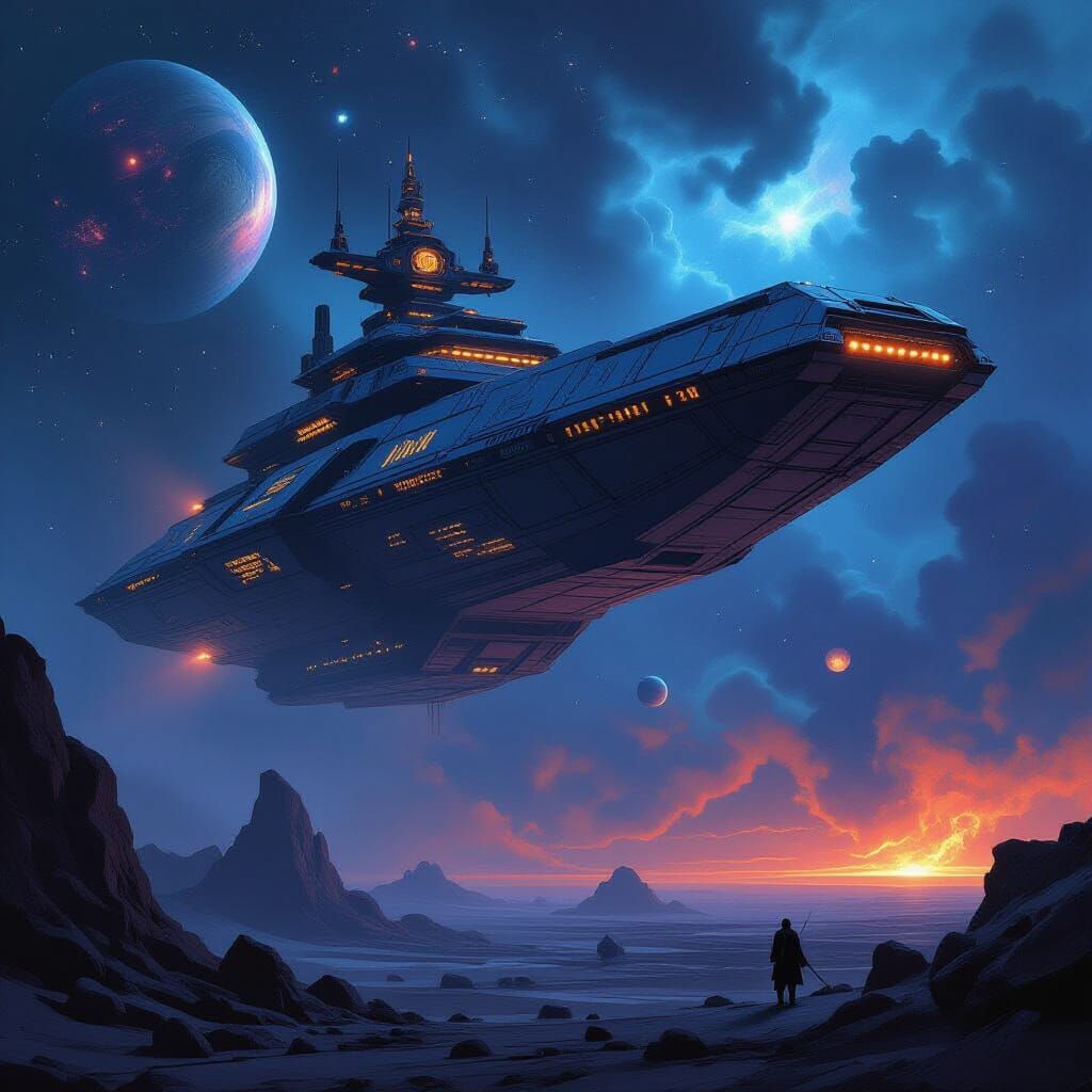 Rakatan Warship Emerges from Hyperspace in High Fantasy Styl...