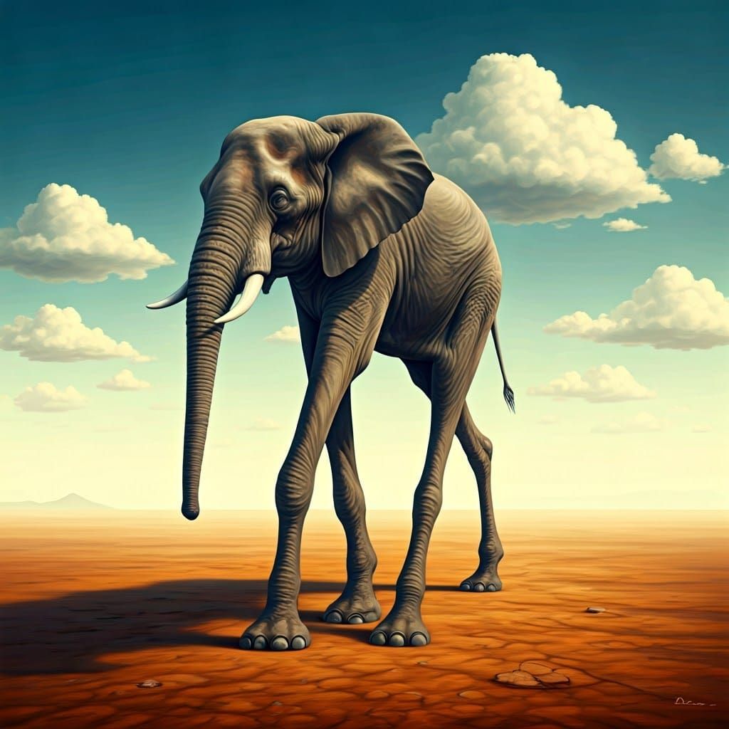 Surreal Paintings of Elephants with Towering Legs