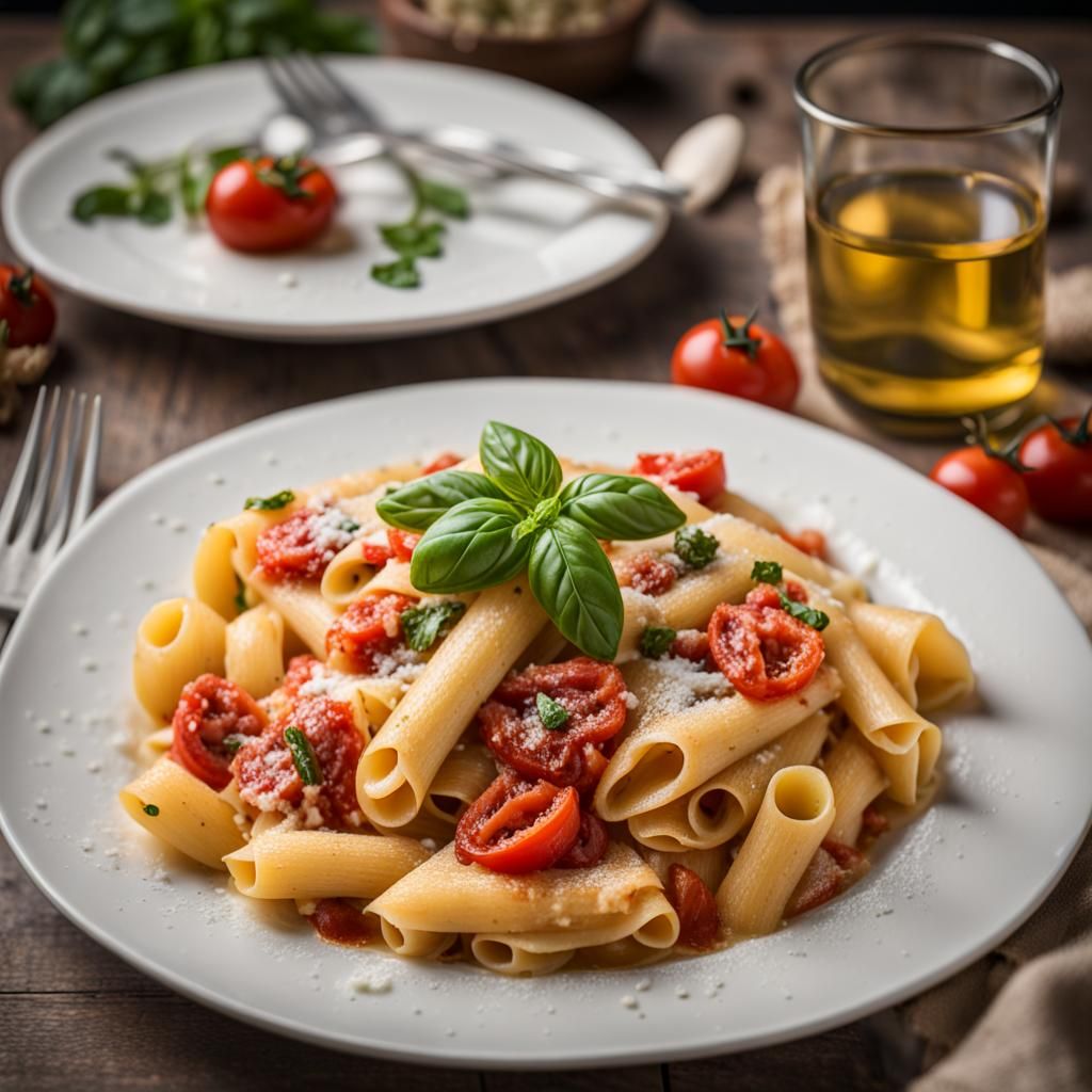 Gourmet Pasta Dish in Appetizing Presentation