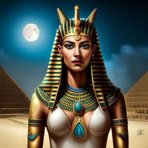 Egyptian Goddess in Gold and Black Regalia