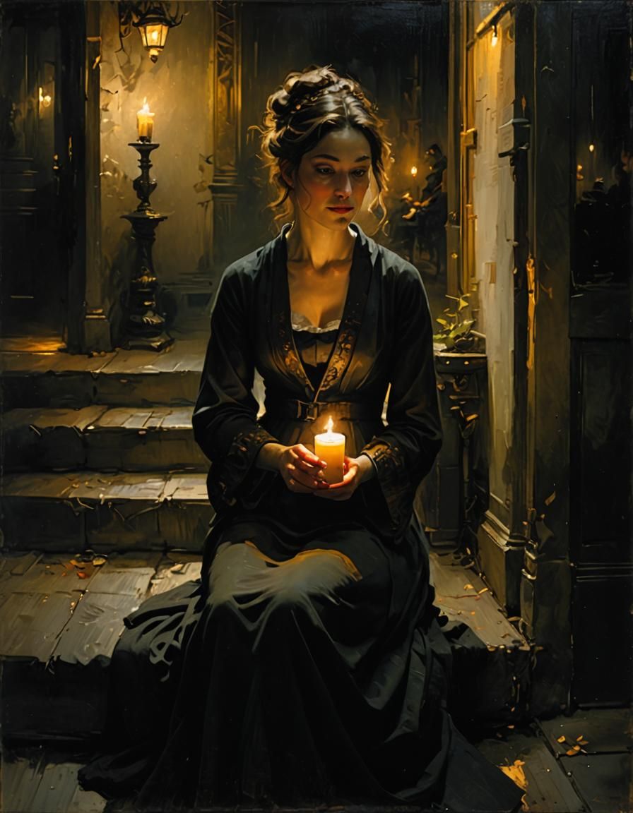 Dramatic Candlelit Portrait in the Style of Rembrandt