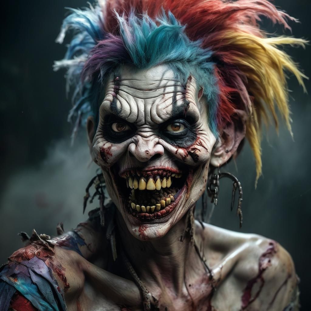 Surreal Hyperrealistic Portrait of Zombie Monkey Woman with....