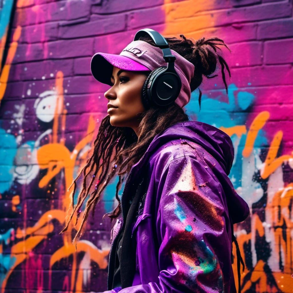 Vibrant Futuristic Street Art in Electric Colors