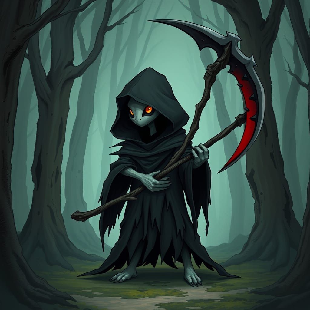 Grim Reaper Pokemon in Animated Fantasy Style