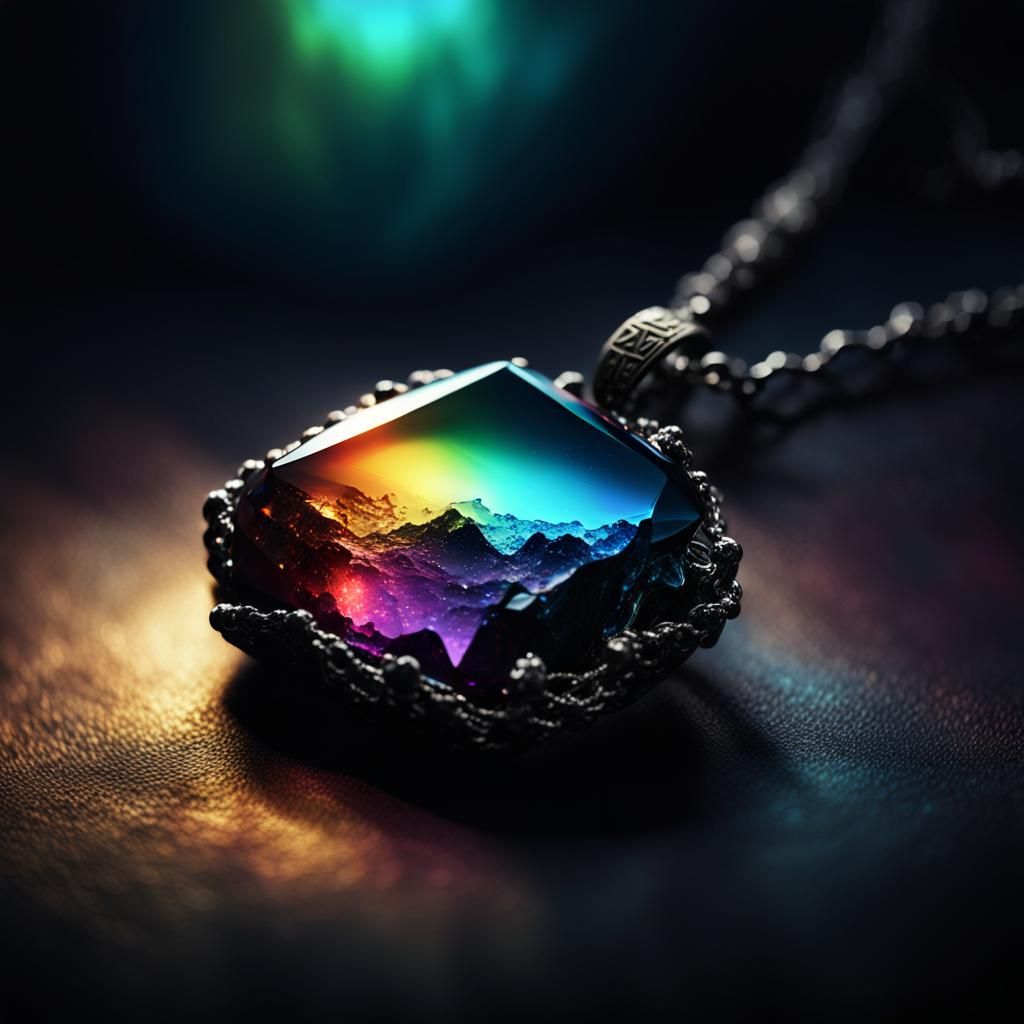 Luxury Onyx Necklace Shines with Iridescent Rainbow Glow