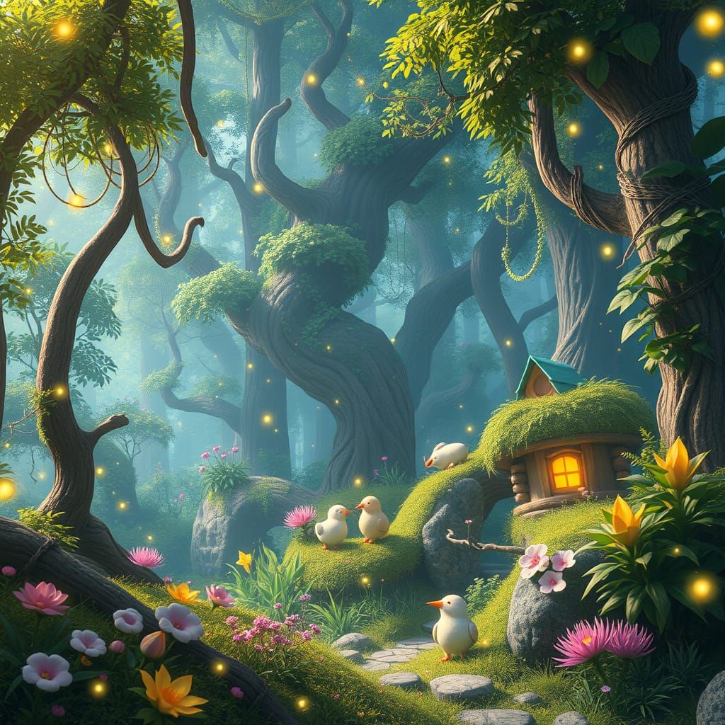 Whimsical Fairytale Forest in Dreamy Anime Style