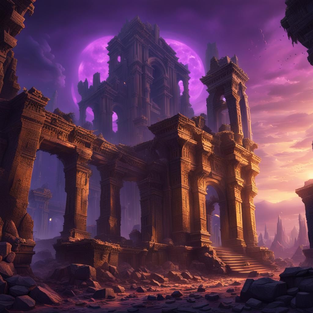 Ethereal Atlantean Cityscape in Dark Fantasy Style