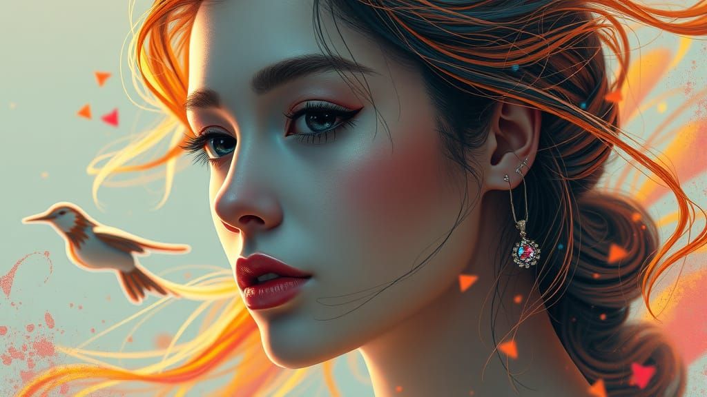 Ethereal Portrait in Vibrant, Wobbly Brushstrokes
