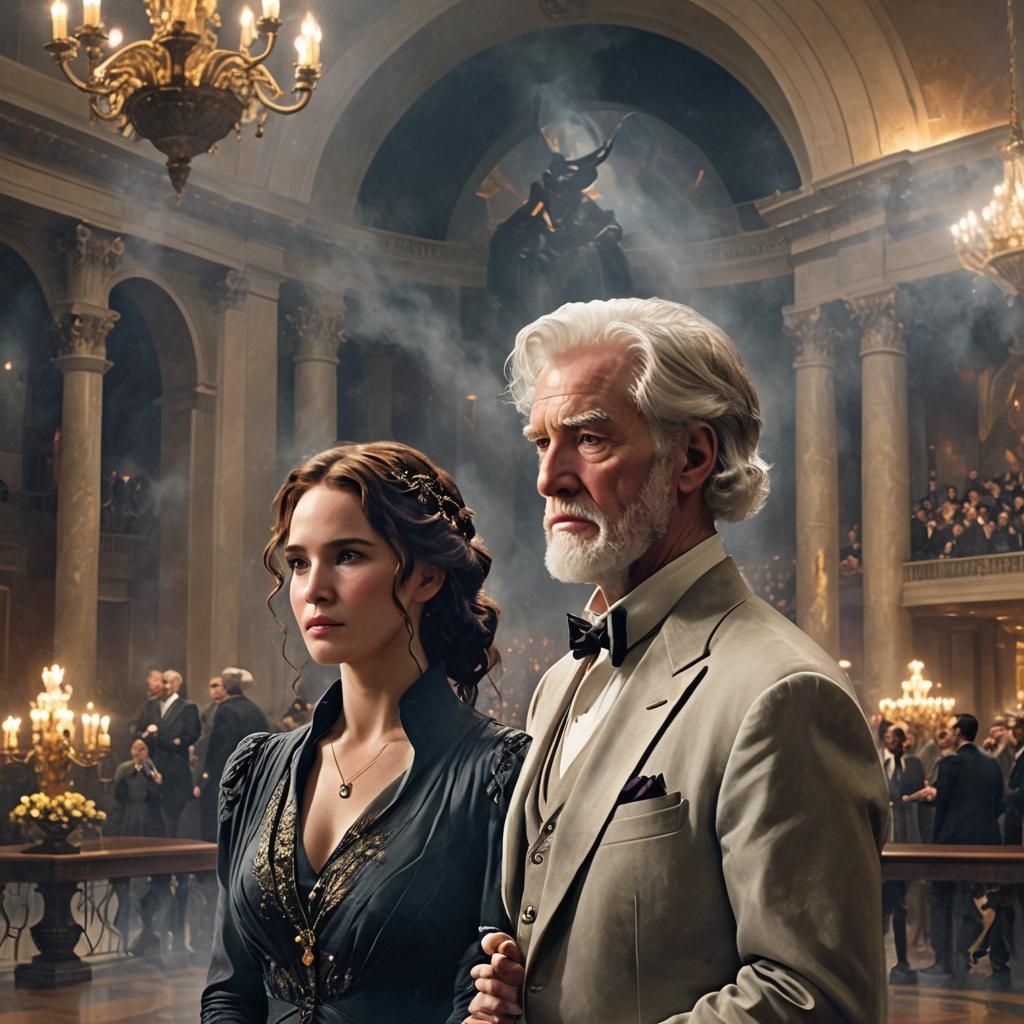 President Snow's Enigmatic Profile in Opulent Capitol Audito...