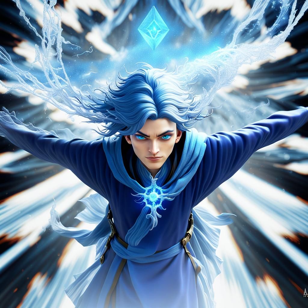 Whimsical Wizard Boy in Ethereal Flight