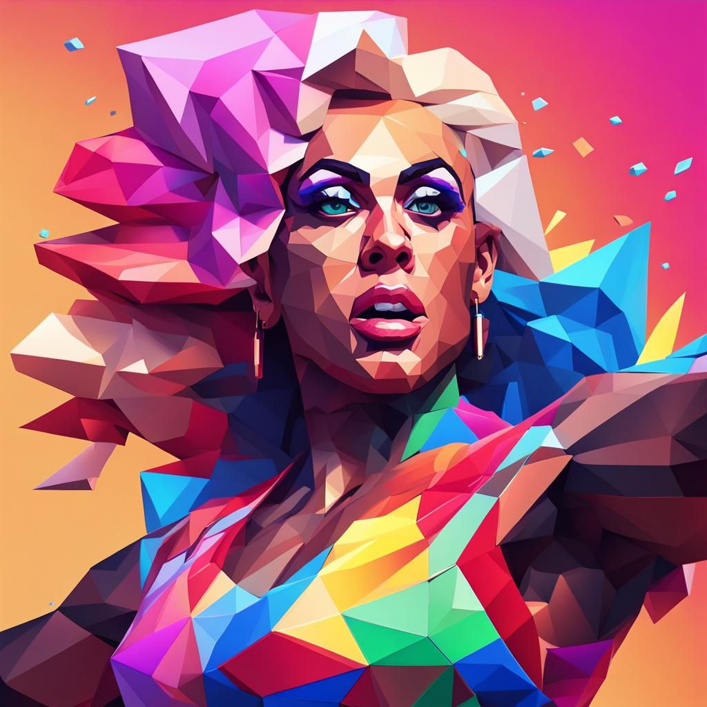Dramatic Low Poly Drag Queen Concept Art