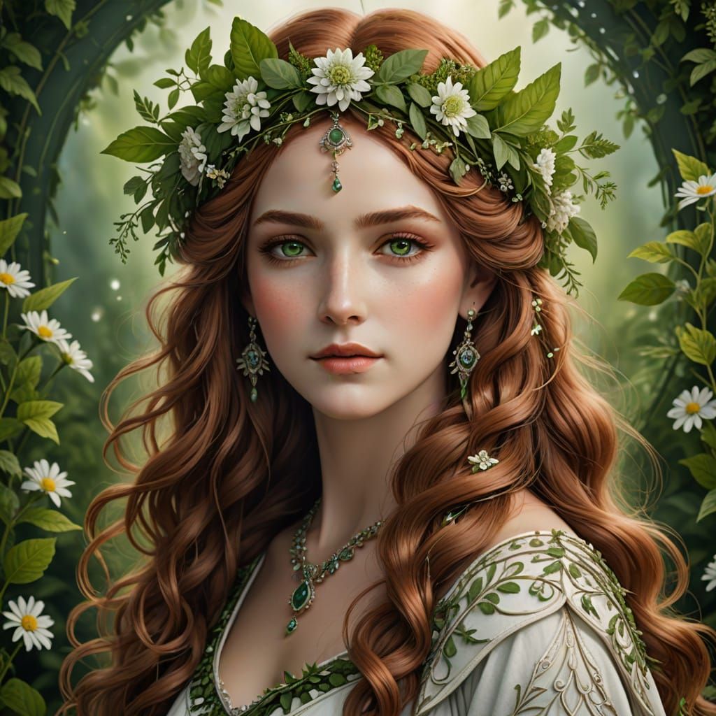 Panakeia, Goddess of Herb Healing: Close Portrait