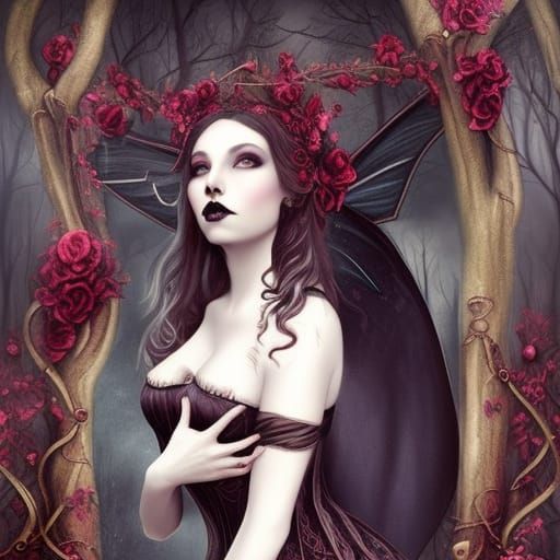 Gothic Goddess in Intricately Detailed Dark Fantasy Art