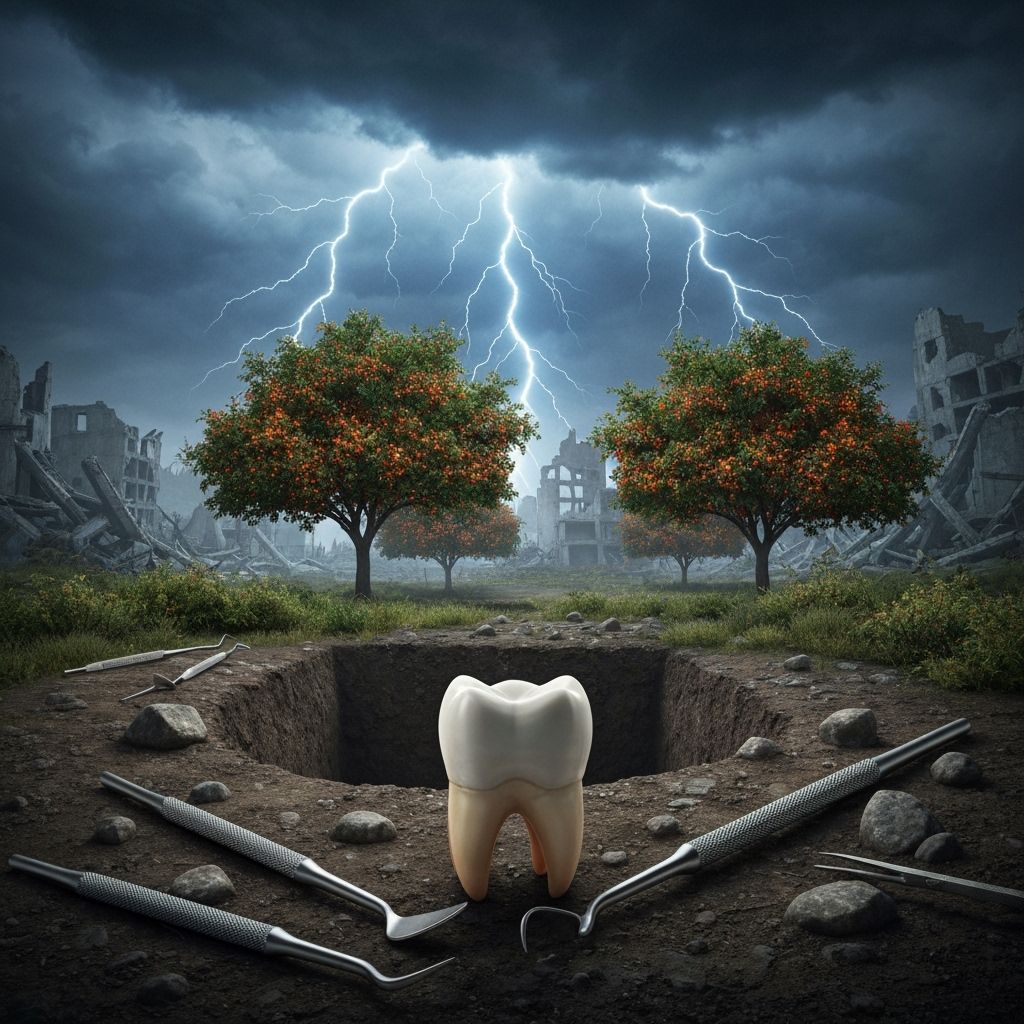 Tooth in Post-Apocalyptic Dig Site During Thunderstorm