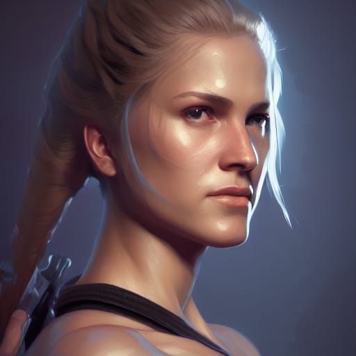 Ethereal Sonya Blade Portrait in Triadic Hues