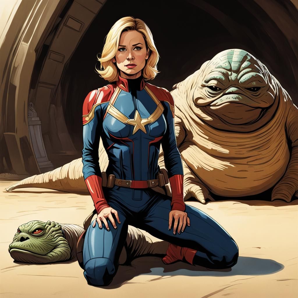 Carol Danvers in a Humorous Tribute to Jabba the Hutt
