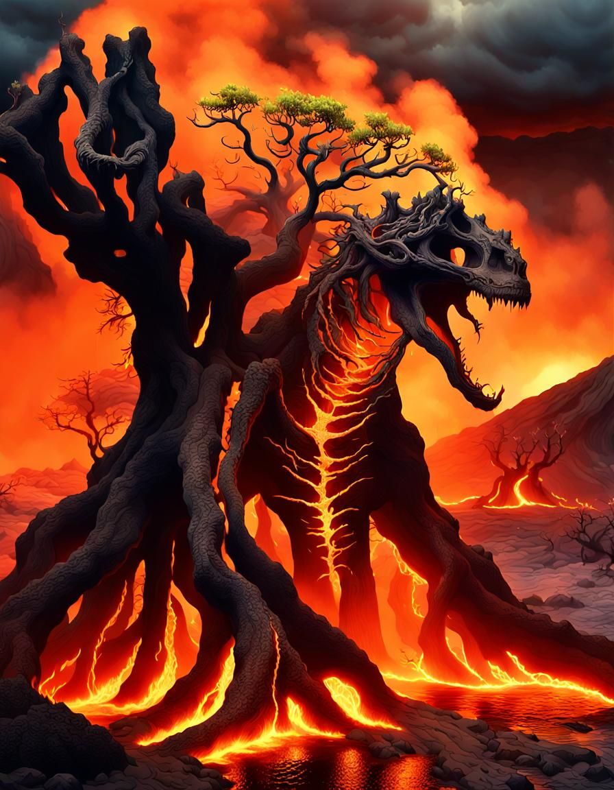 Ethereal Volcanic Beast Rises from Magma