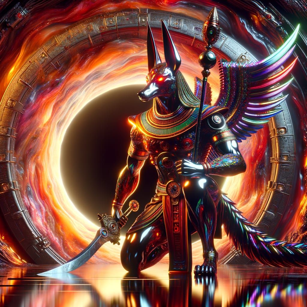 Anubis with Stargate in Hyper-Realistic 8k