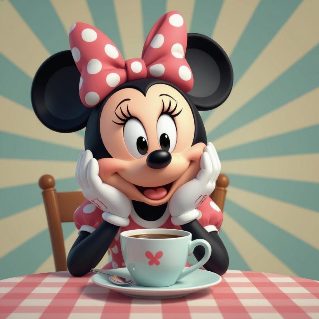 Minnie Mouse's Tired Monday Morning Coffee