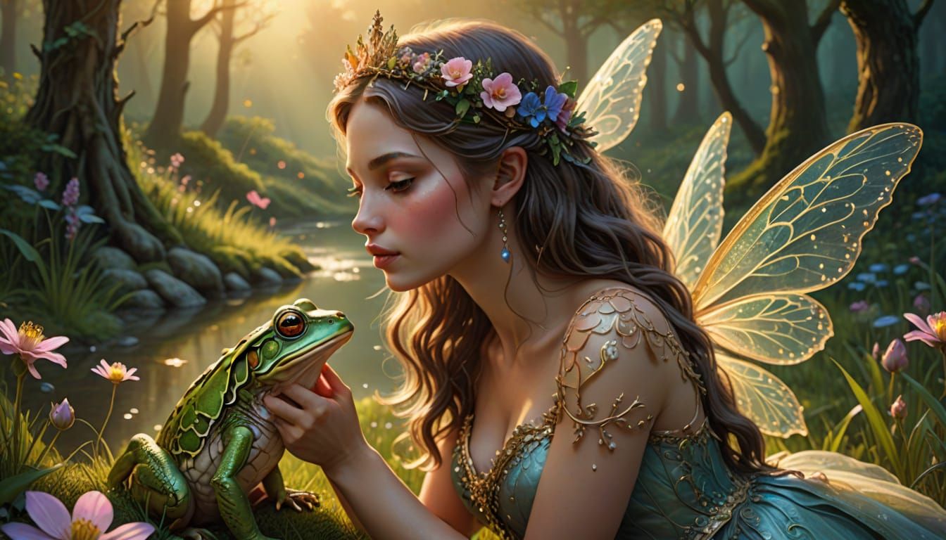 Whimsical Faerie Princess in Enchanting Golden Hour Glow