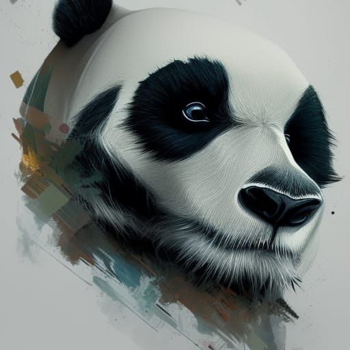 Detailed Panda Skull Portrait in Hyperrealistic Style