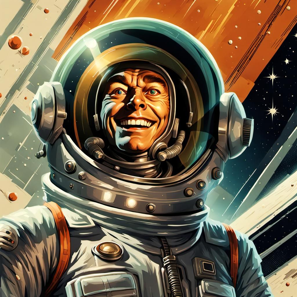 Retro-Futuristic Alien Portrait in Space Suit
