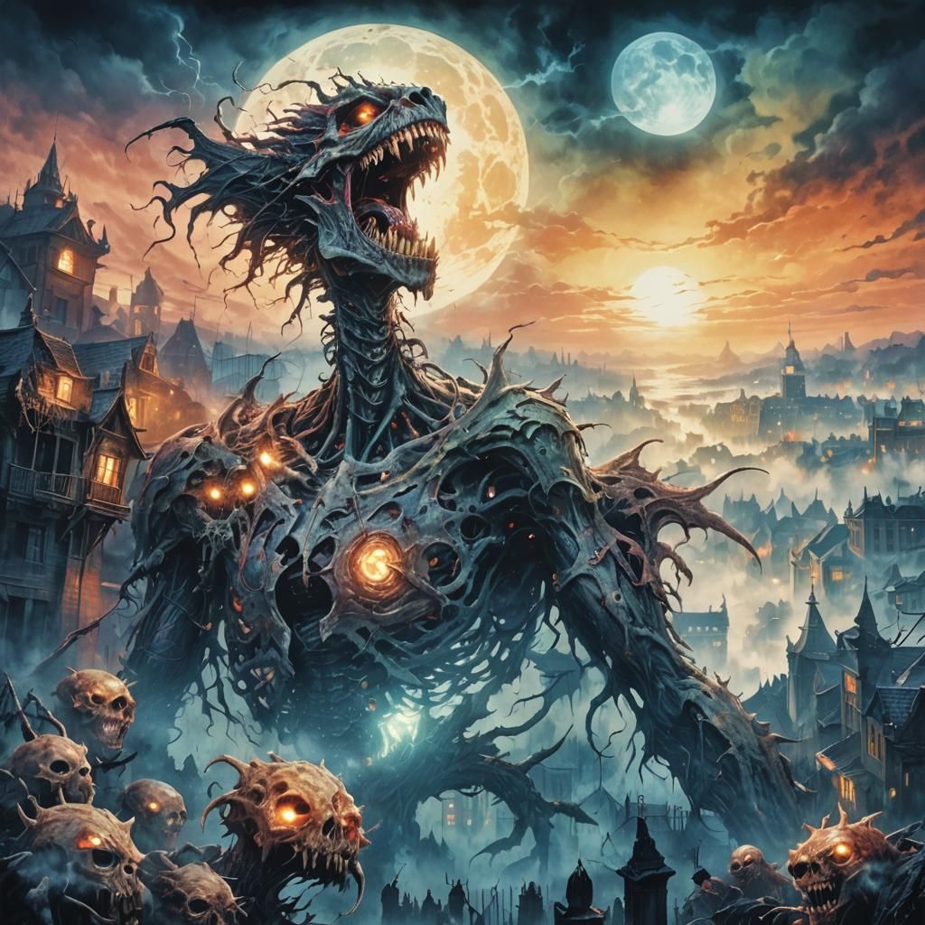 Gothic City Nightmare: A Dark Fantasy Undead Beast