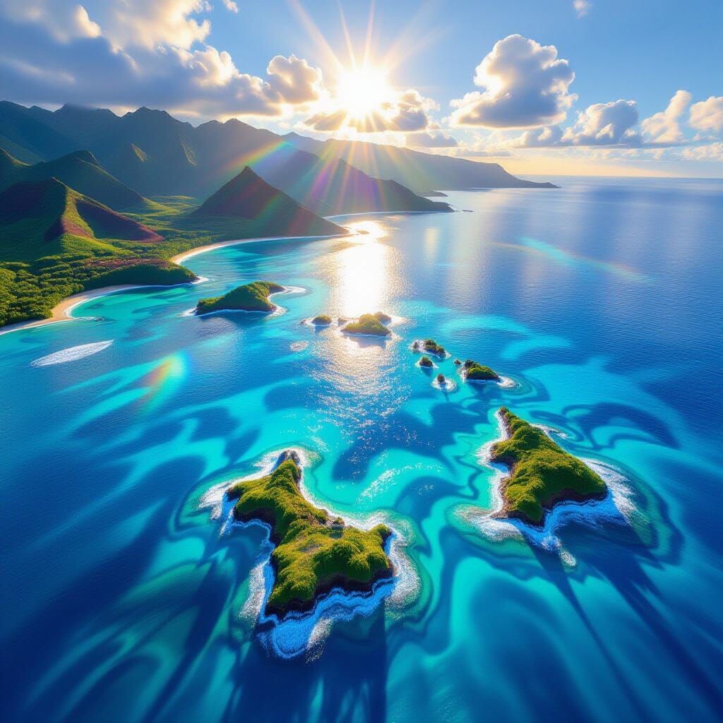 Glass Hawaiian Islands Emerge in Hyperrealistic Digital Art