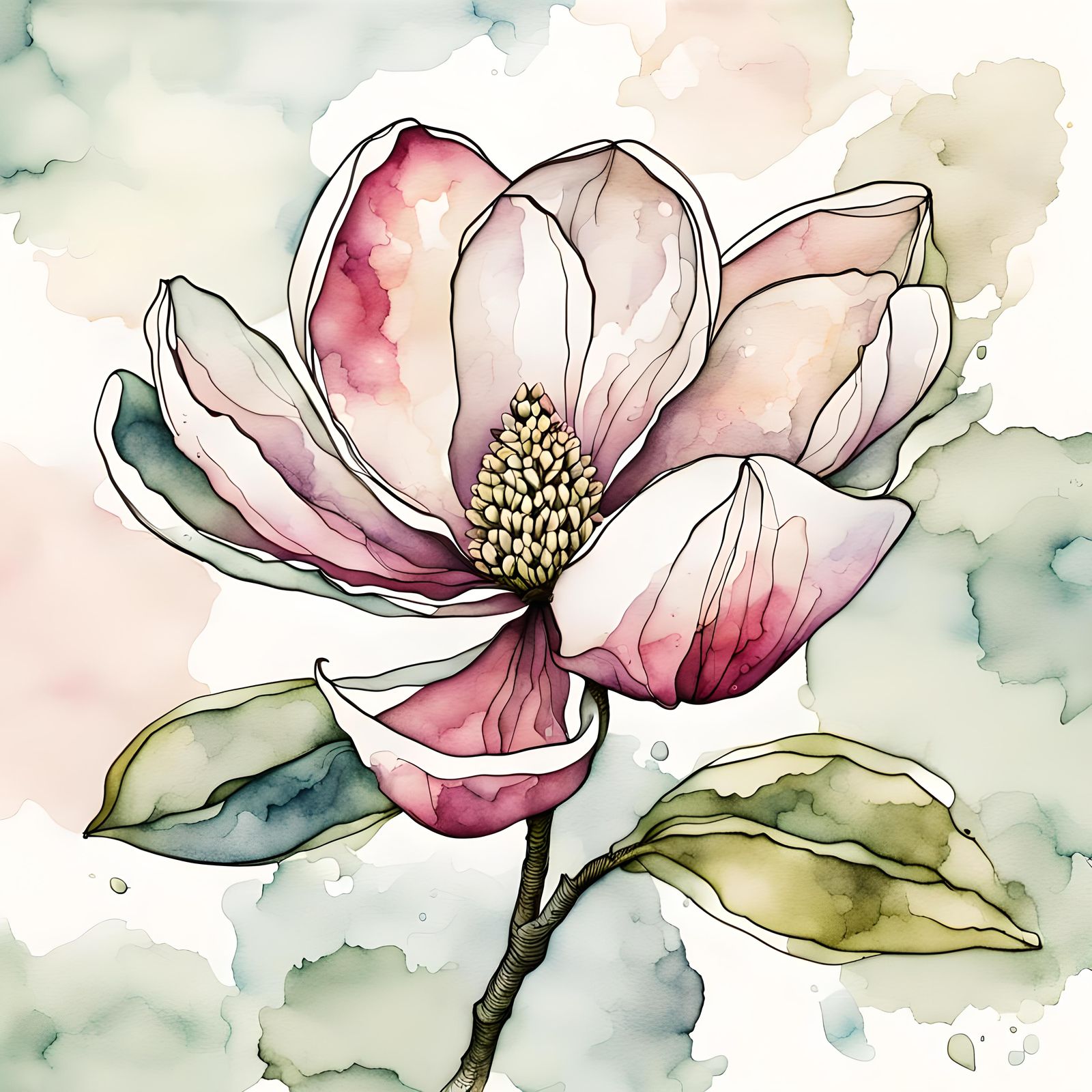 Whimsical Magnolia in Watercolor