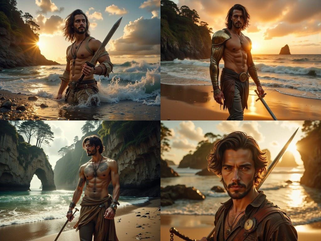 Handsome Warrior on New Zealand Beach