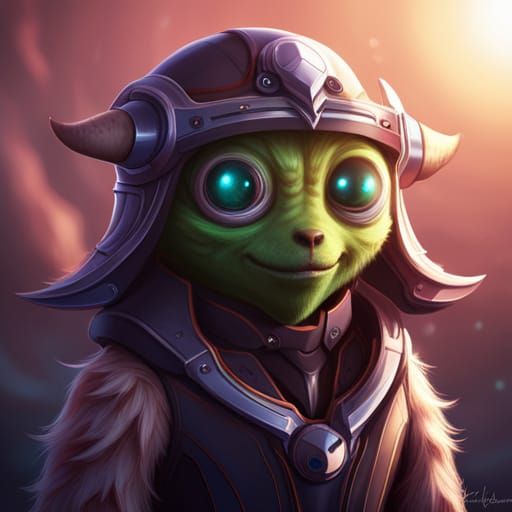 Vibrant 4 Armed Furry Alien in Fantastical Concept Art