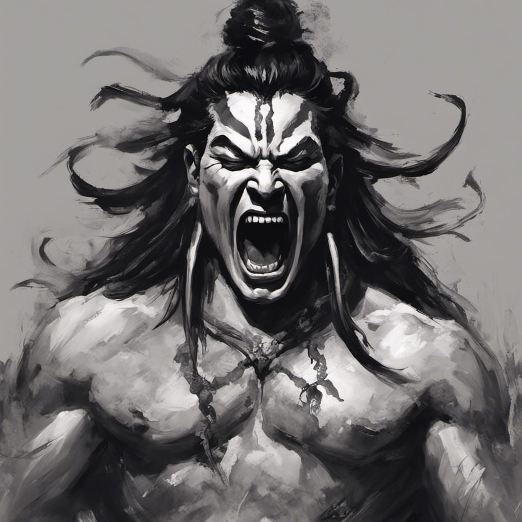 Shiva Screaming in a Dark and Sinister Artwork