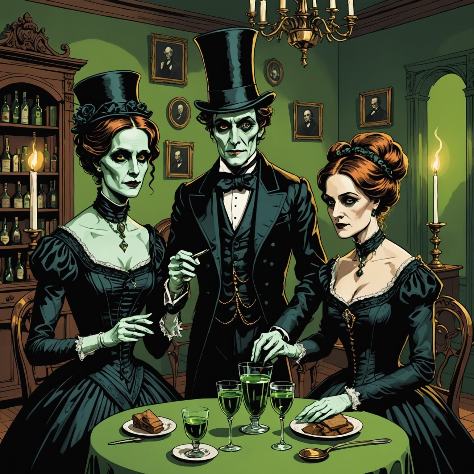 Haunted Victorian Salon with Ghostly Mayhem
