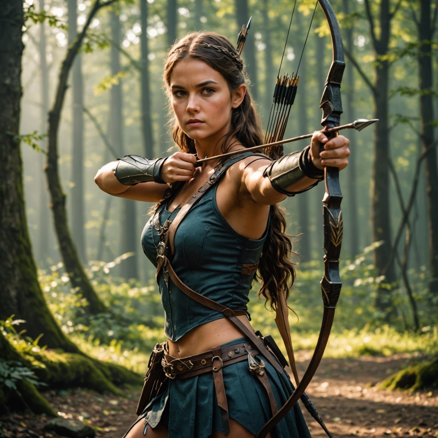 Warrior Girl with Bow and Arrow