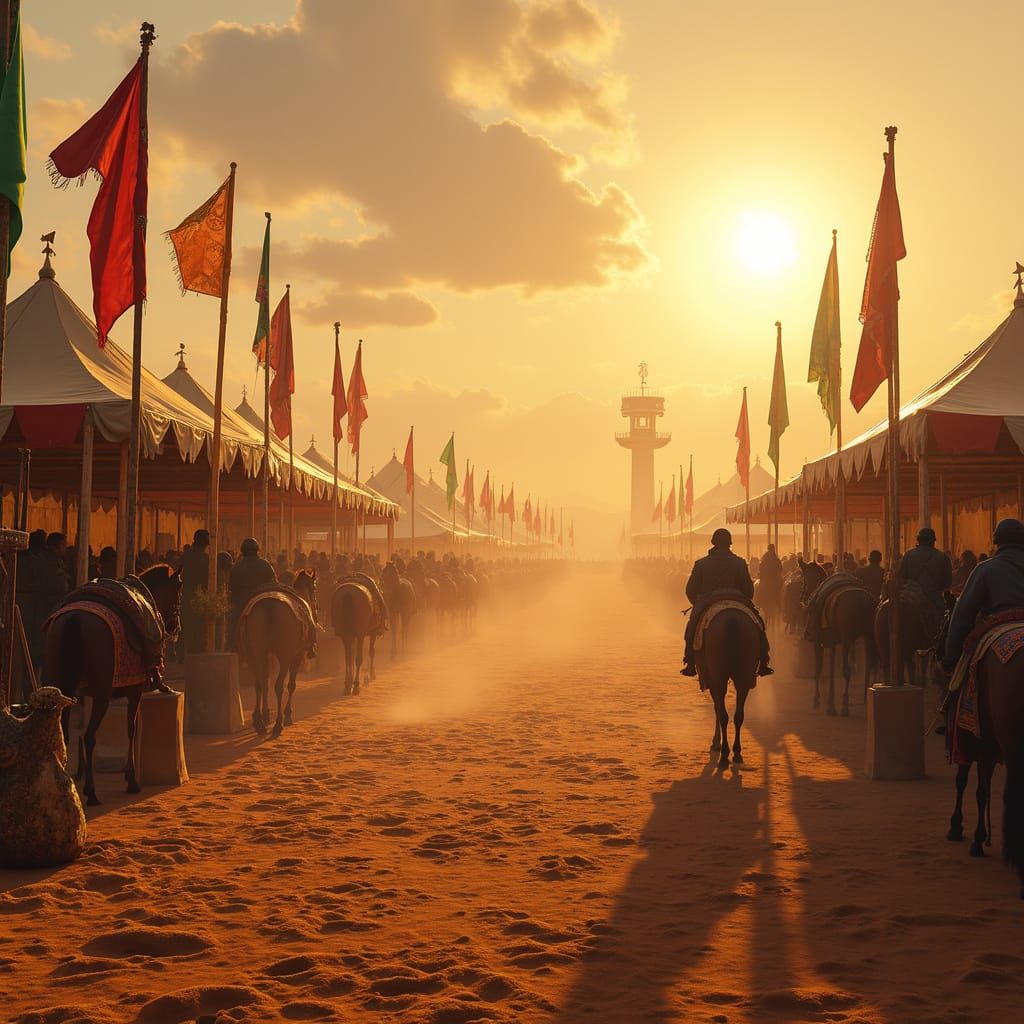 Moroccan Tbourida Festival Arena at Sunset