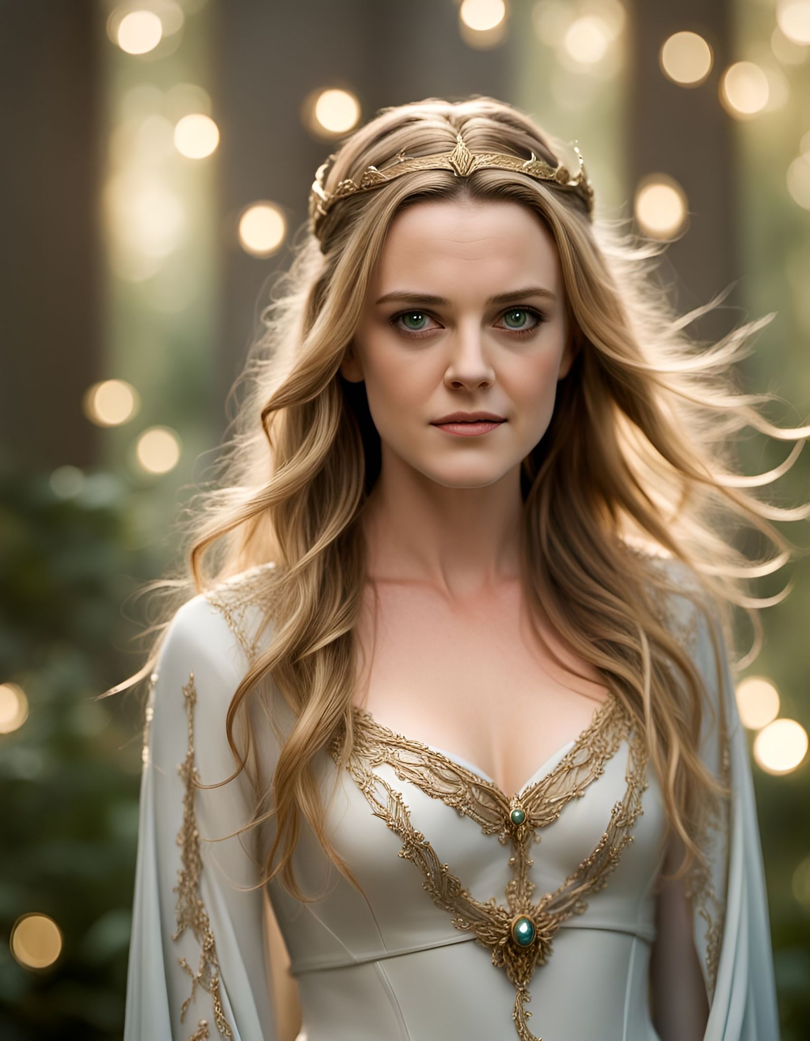 Alicia Silverstone as Enchanting Galadriel in Ethereal Portr...