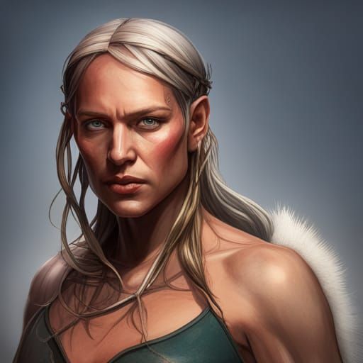 Viking Woman in Triadic Colors Concept Art