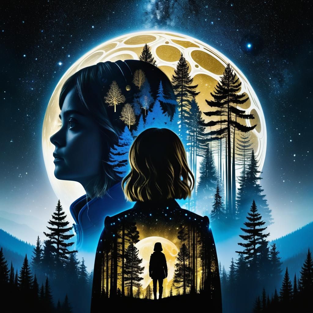 Futuristic Clara in Double Exposure