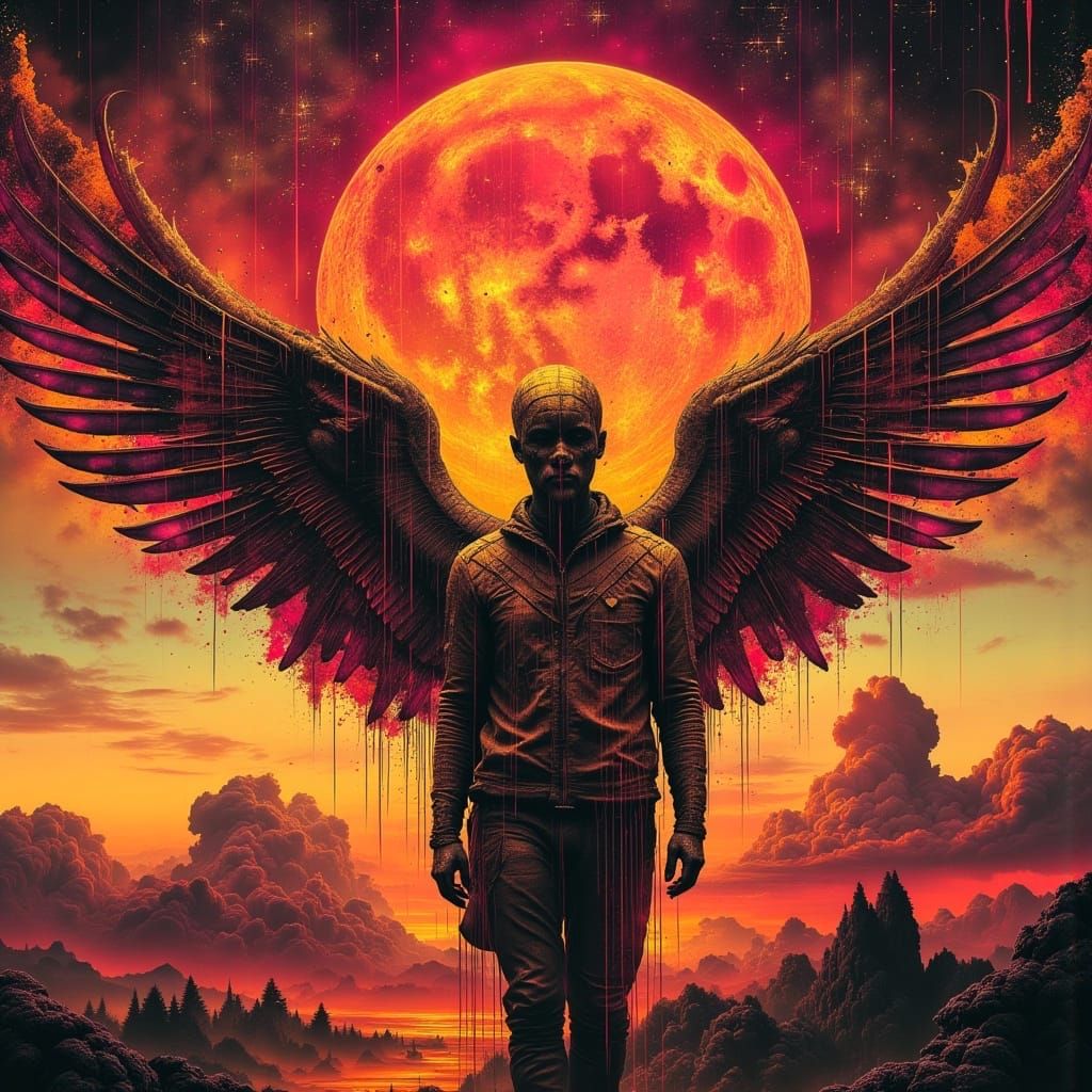 Icarus Soars Under a Bloody Lunar Sky