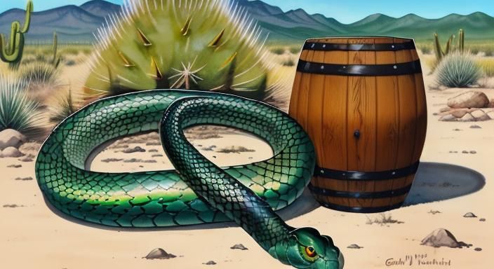 Coachwhip Snake in a Desert Landscape