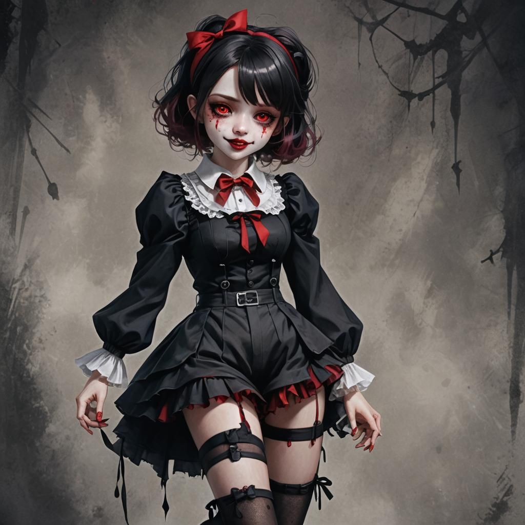 Dark Fantasy Vampire Marionette Doll in Gothic Attire