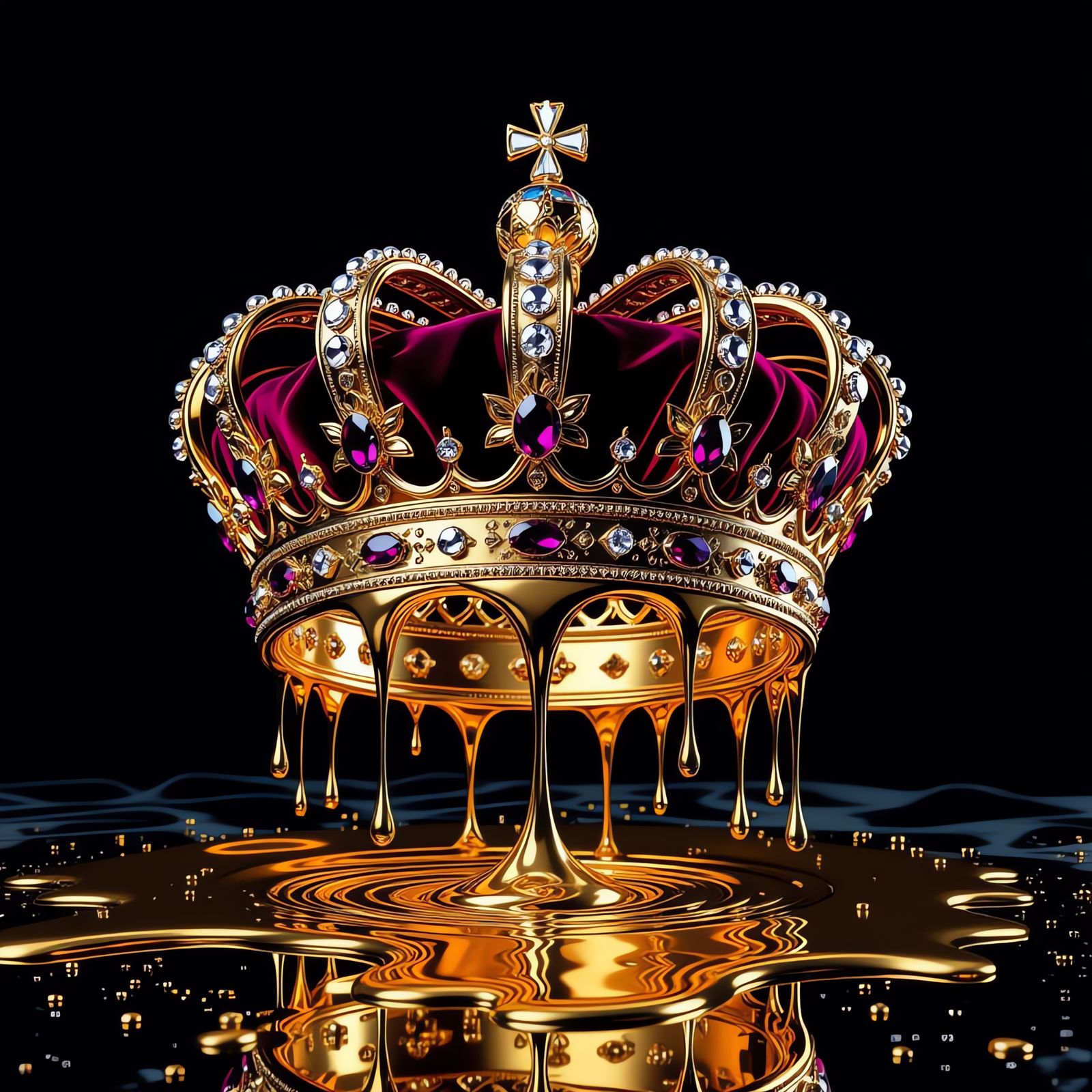 Majestic Queen's Crown of Dripping Molten Gold